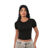 KIT 3 Baby Tee Slim Fit Manga Curta com Compressao