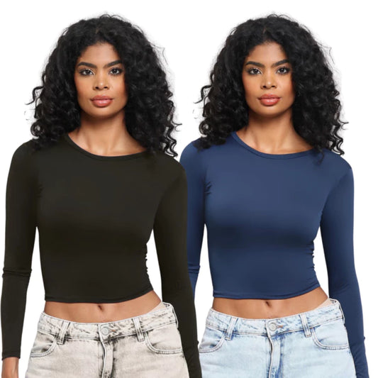 KIT 2 Blusa Feminina Manga Longa Compressão Colada