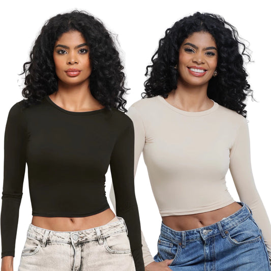 KIT 2 Blusa Feminina Manga Longa Compressão Colada