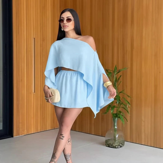 Conjunto Duna - 3 Peças Short Saia Blusa Capa